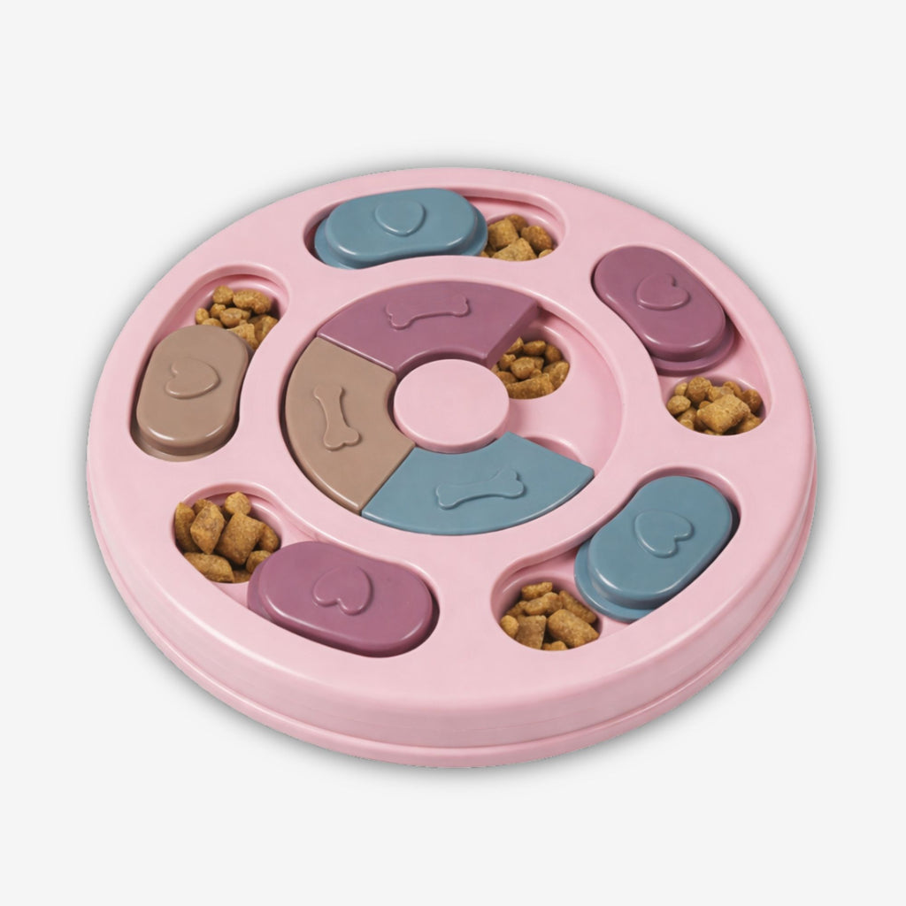 Yogi-Pets™ Pet Interactive Puzzle Feeder - Level 2 Intermediate Dog & Cat Treat Dispenser - Pink