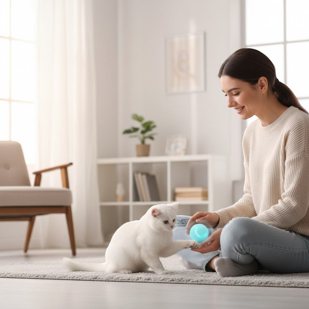 Yogi-Pets automatic rolling ball toy stimulating a cat's natural hunting instincts