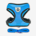 Yogi-Pets Breathable Mesh Dog Vest Harness with Matching Leash - Escape-Proof & Reflective - Blue