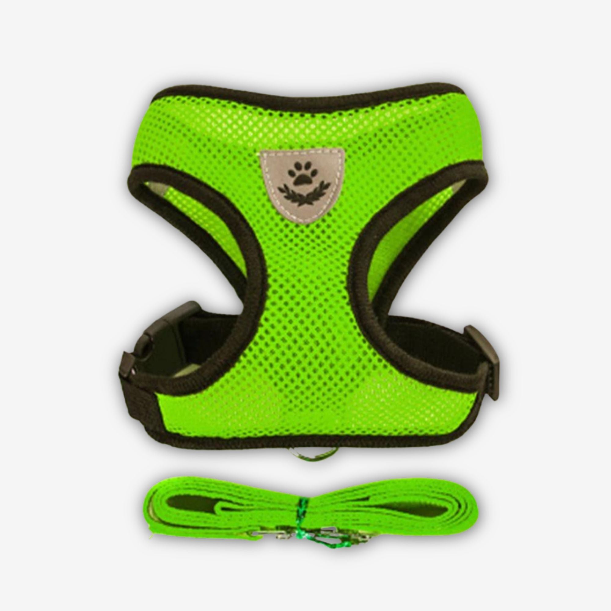 Yogi-Pets Breathable Mesh Dog Vest Harness with Matching Leash - Escape-Proof & Reflective - Lime