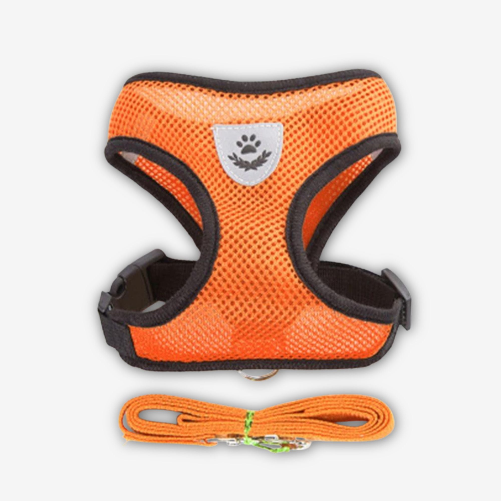 Yogi-Pets Breathable Mesh Dog Vest Harness with Matching Leash - Escape-Proof & Reflective - Orange