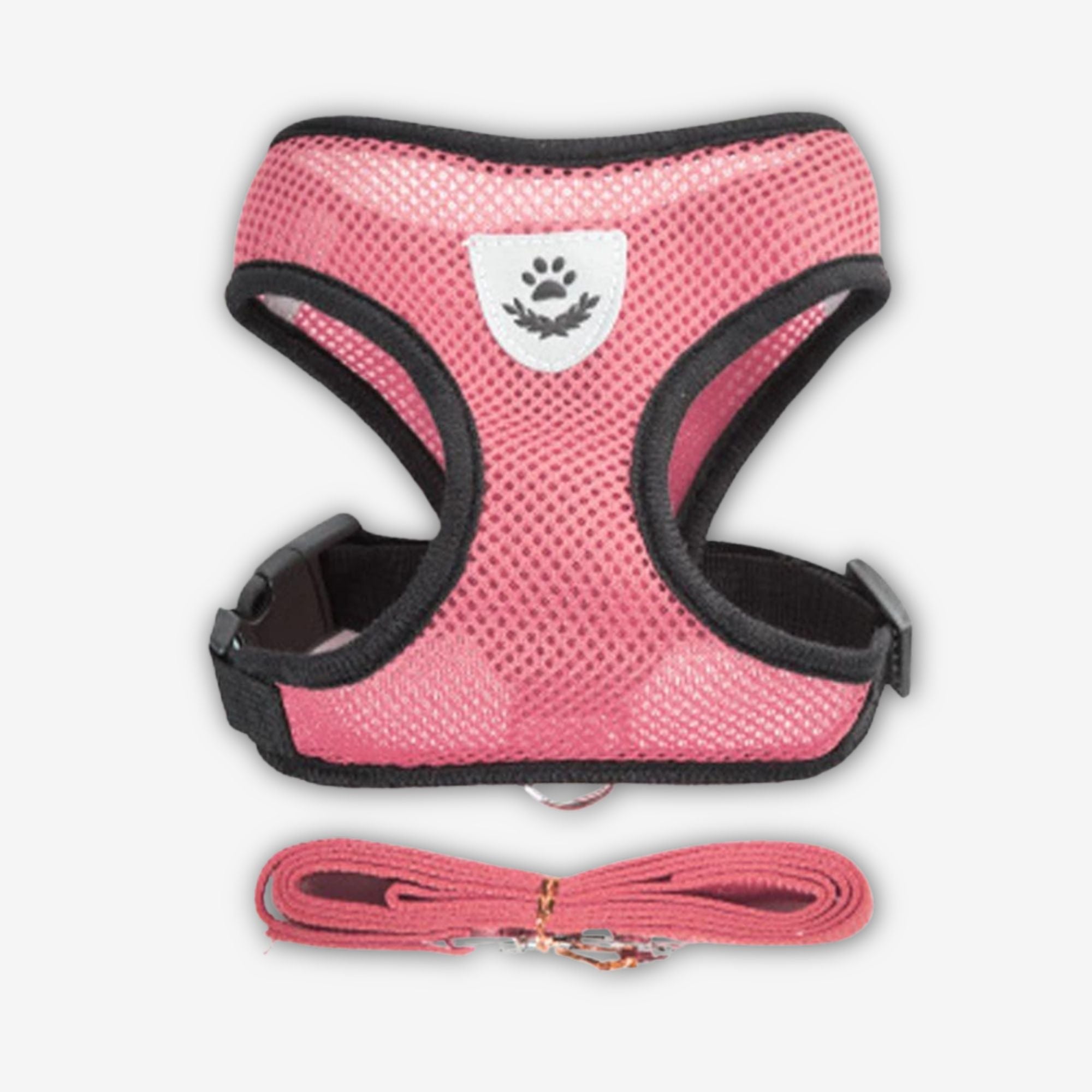 Yogi-Pets Breathable Mesh Dog Vest Harness with Matching Leash - Escape-Proof & Reflective - Pink