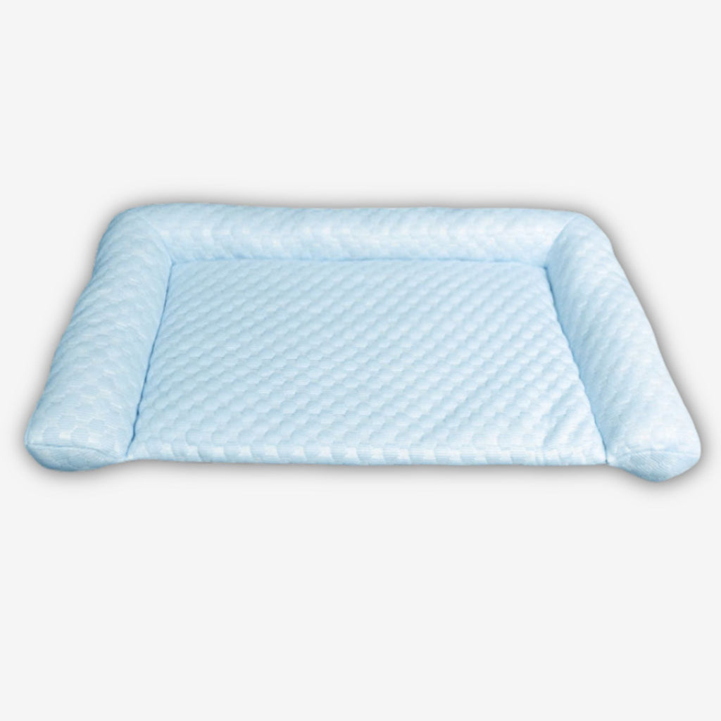 Yogi-Pets Breathable Summer Pet Cooling Mat with Raised Padded Edges - Light Blue
