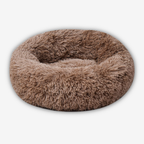 Yogi-Pets Brown fluffy donut pet bed on a white background