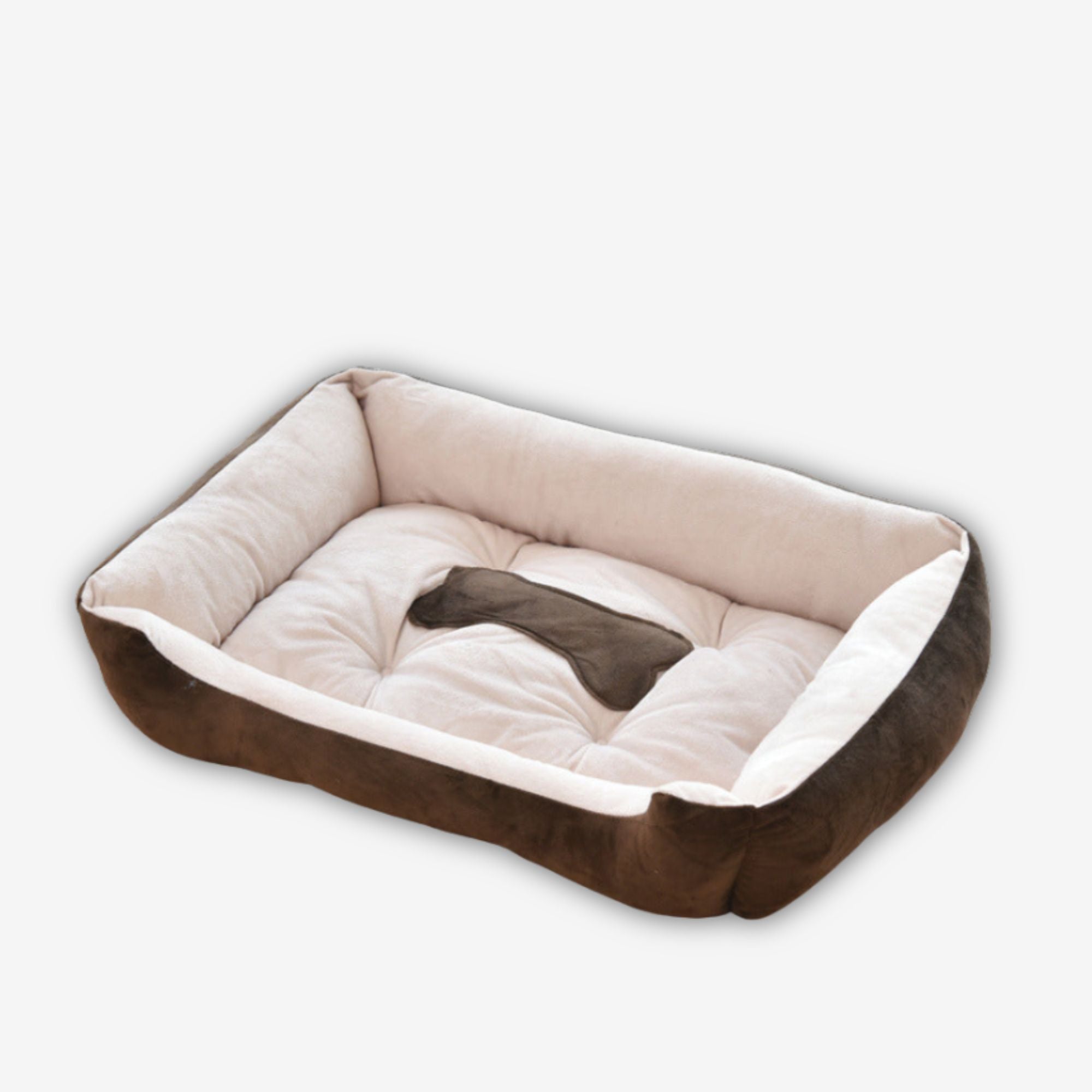 Brown orthopaedic Yogi-Pets dog sofa bed with soft quilted centre and supportive bolsters