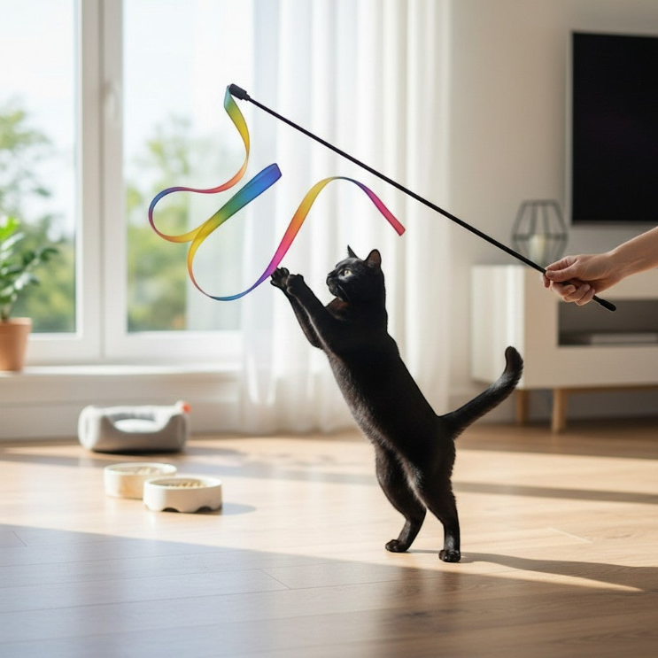 Active indoor play and exercise for cats with the Yogi-Pets teaser toy