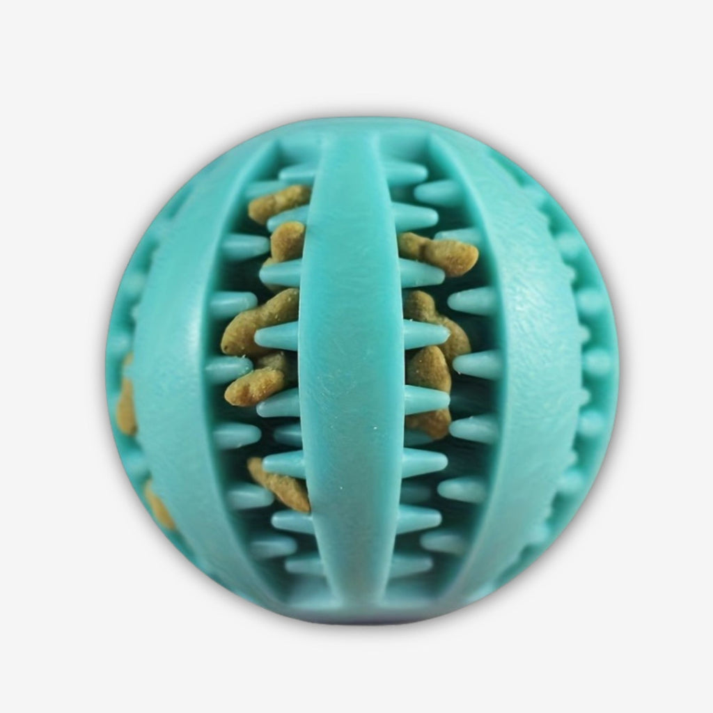 Yogi-Pets Dental Treat Dispensing Ball - Durable Rubber Tooth Cleaning Toy - Turquoise