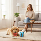 Golden Retriever retrieving the Yogi-Pets treat dispensing rubber toy