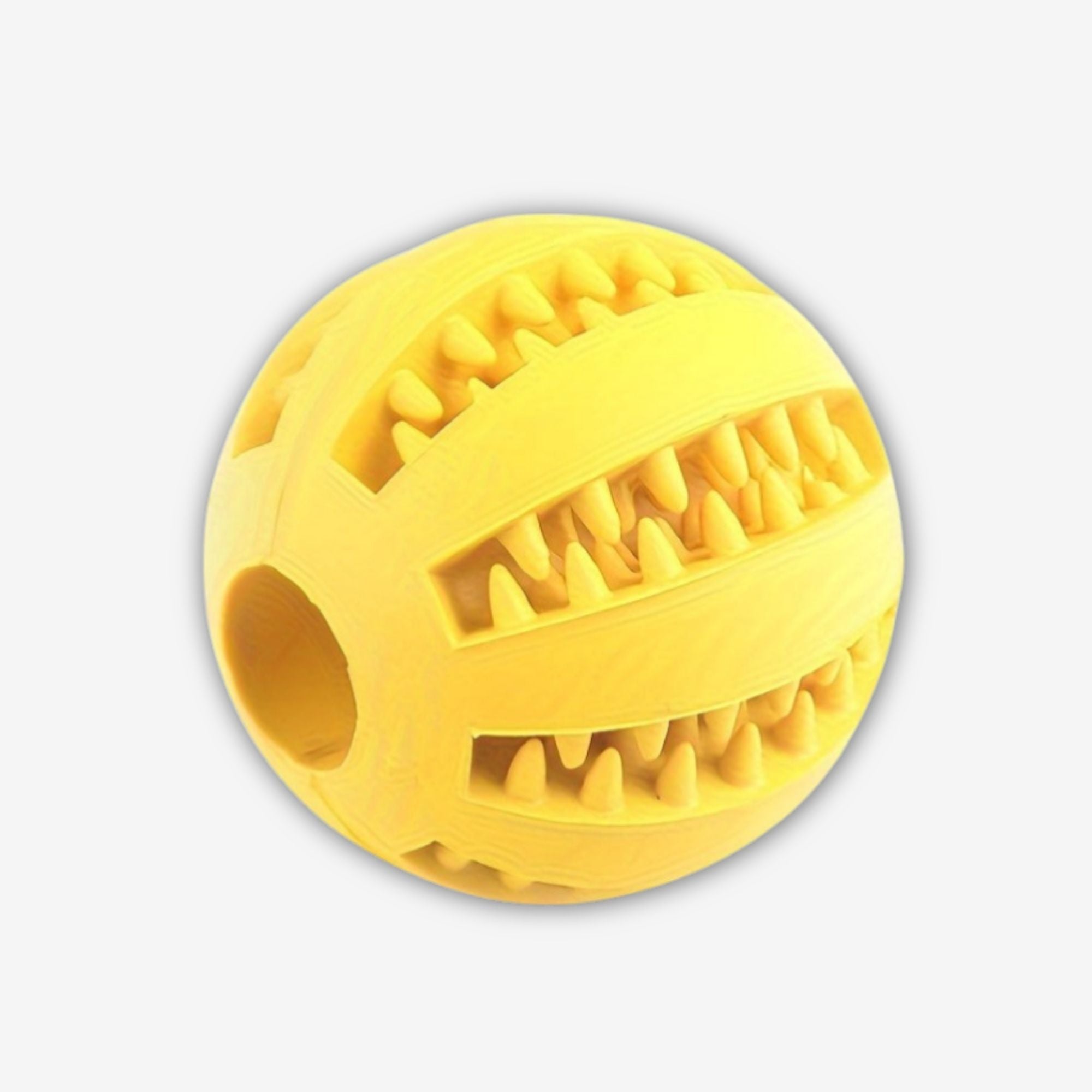 Yogi-Pets Dental Treat Dispensing Ball - Durable Rubber Tooth Cleaning Toy - Yellow