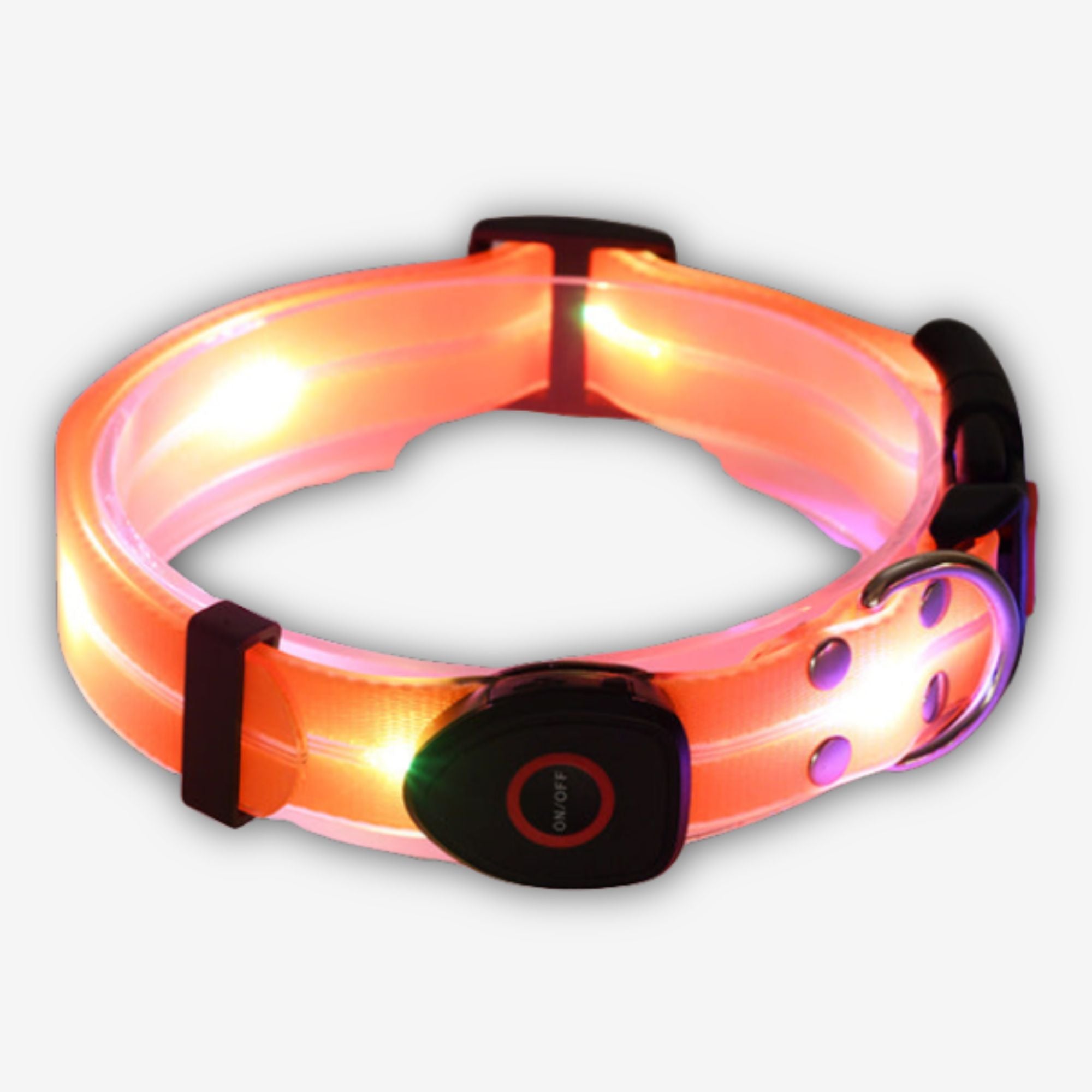 Yogi-Pets Glow-in-the-Dark LED Safety Dog Collar - USB Rechargeable Night Visibility Light - Orange
