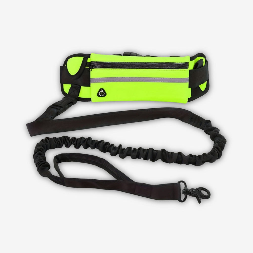 Yogi-Pets Hands-free Dog Leash with Adjustable Waist Belt and Shock Absorbing Bungee - Lime