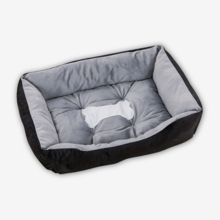 Yogi-Pets Orthopaedic Dog Bed with Memory Foam and Raised Edges for Joint Pain Relief - Grey and Black