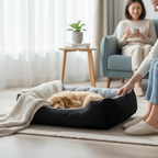 Sleeping dog in Yogi-Pets orthopaedic plush pet bed for restorative sleep