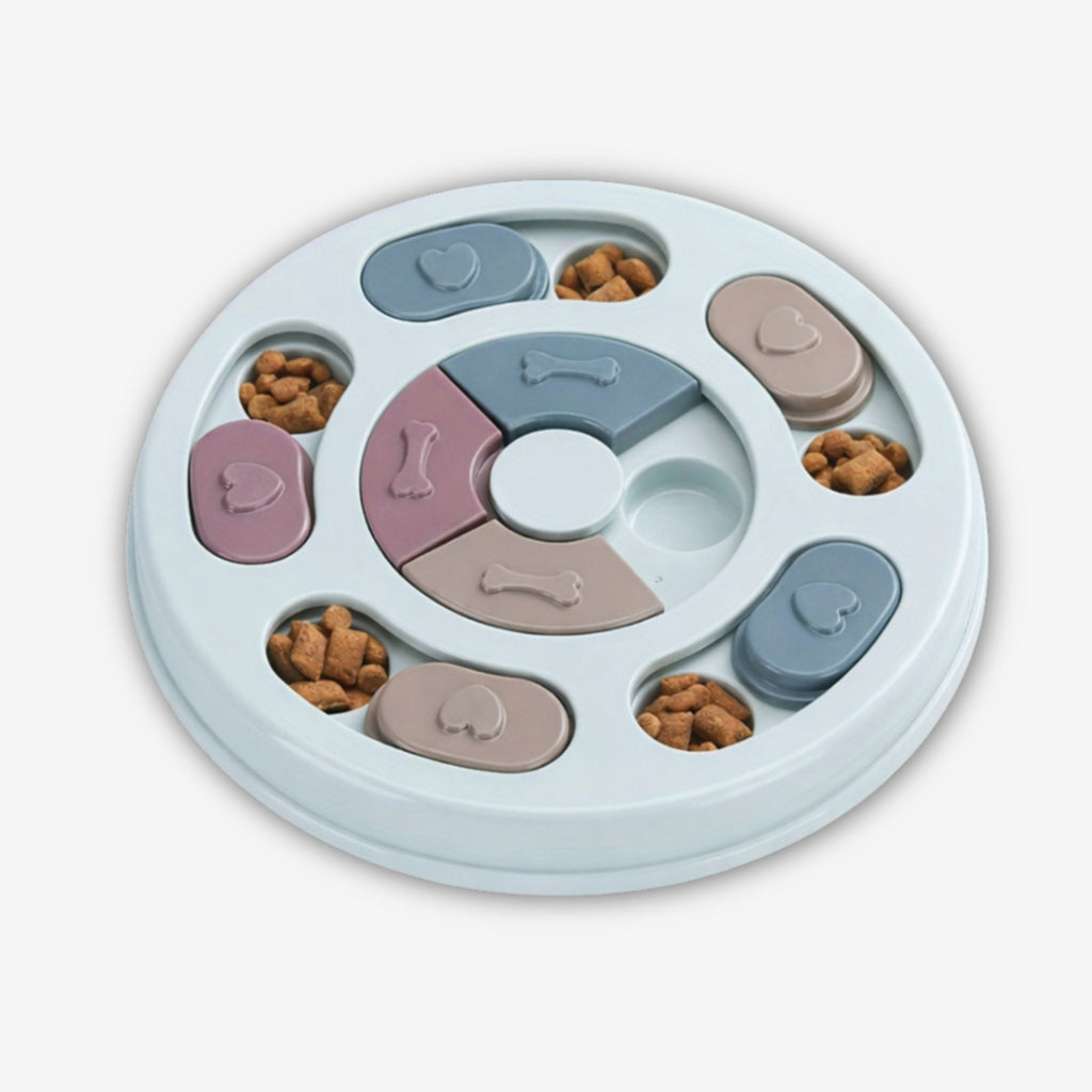 Yogi-Pets Pet Interactive Puzzle Feeder - Level 2 Intermediate Dog & Cat Treat Dispenser - Blue