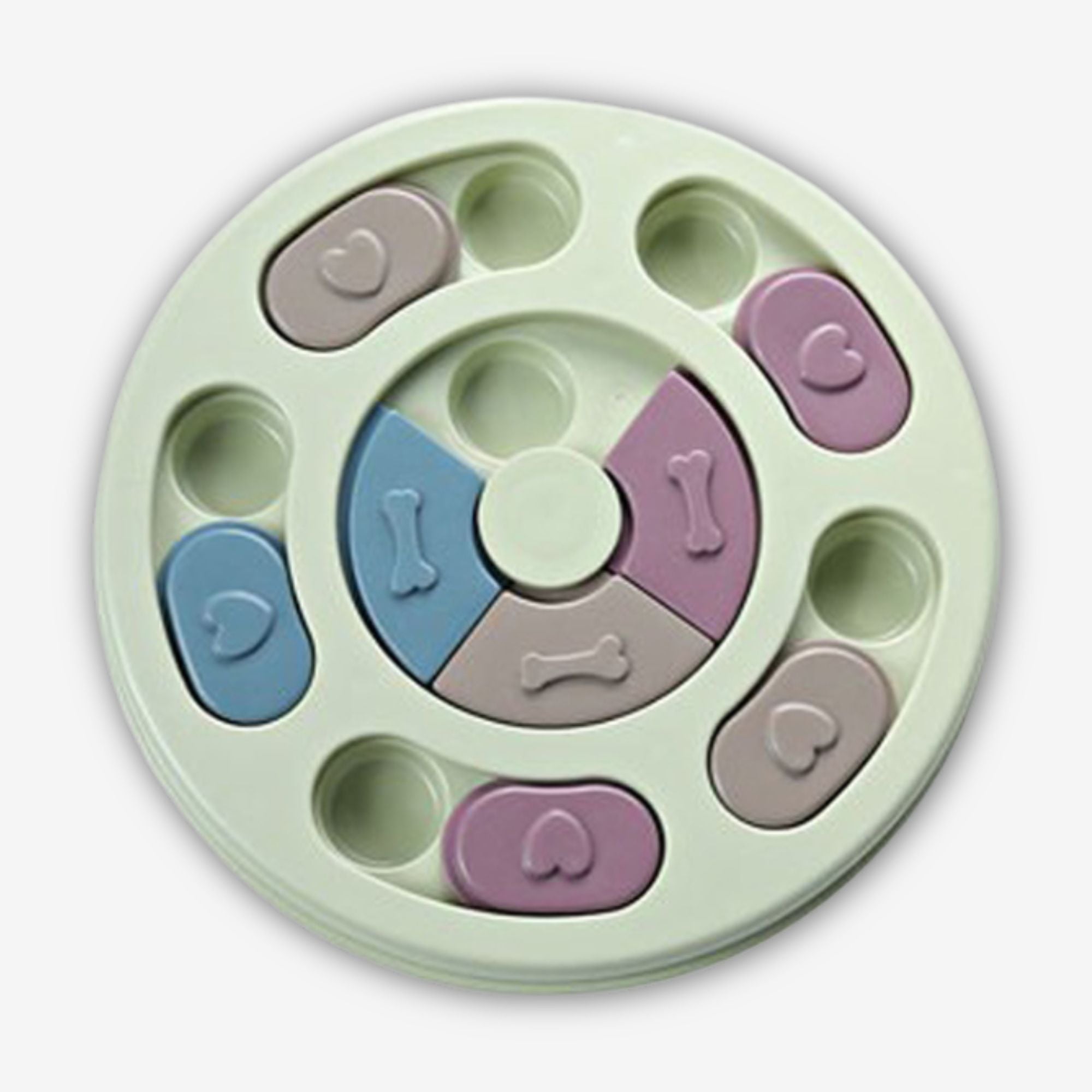Yogi-Pets Interactive Puzzle Feeder - Level 2 Intermediate Dog & Cat Treat Dispenser - Green