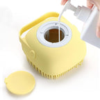 Yogi-Pets 2-in-1 Silicone Dog Massage Brush with Shampoo Dispenser - Yellow