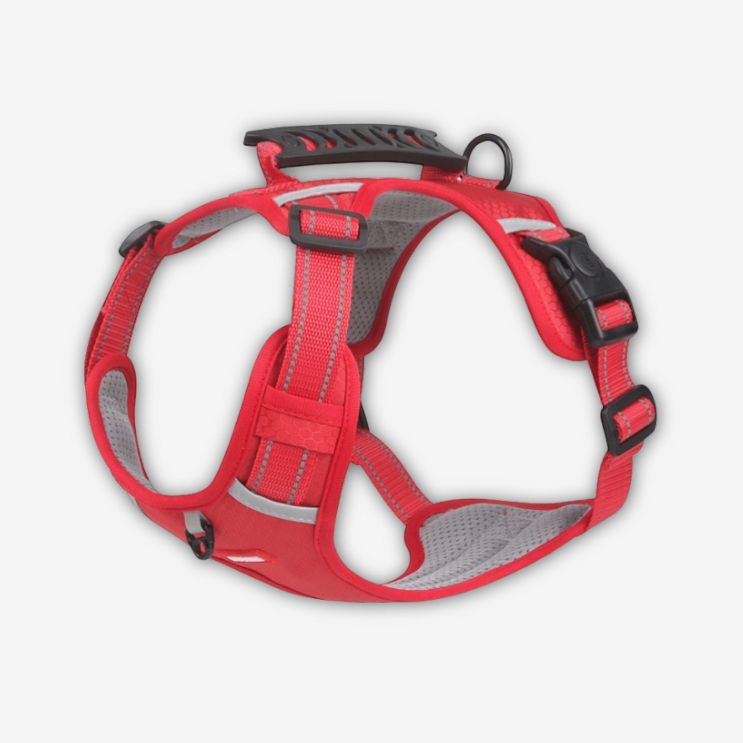 Yogi-Pets No-Pull Reflective Dog Harness with Safety Handle - Heavy Duty Red Support Vest