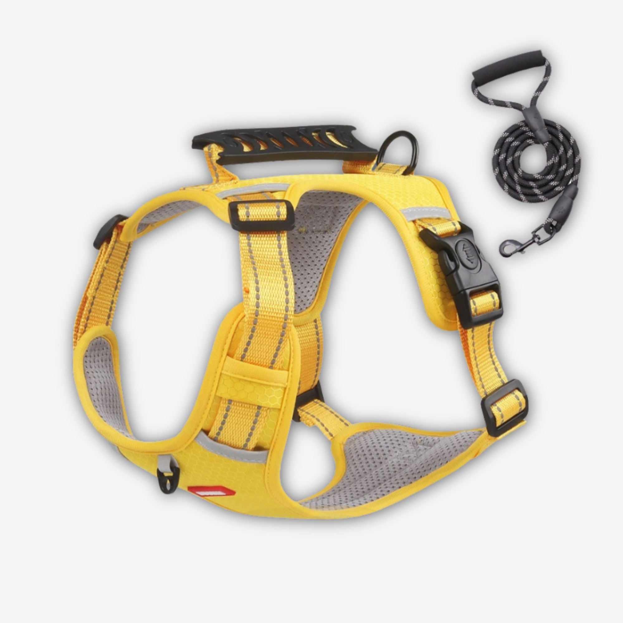 Yogi-Pets No-Pull Reflective Dog Harness with Safety Handle - Heavy Duty Yellow Support Vest with lead