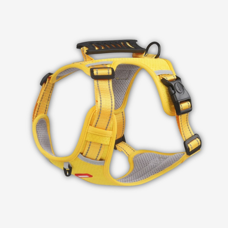 Yogi-Pets No-Pull Reflective Dog Harness with Safety Handle - Heavy Duty Yellow Support Vest