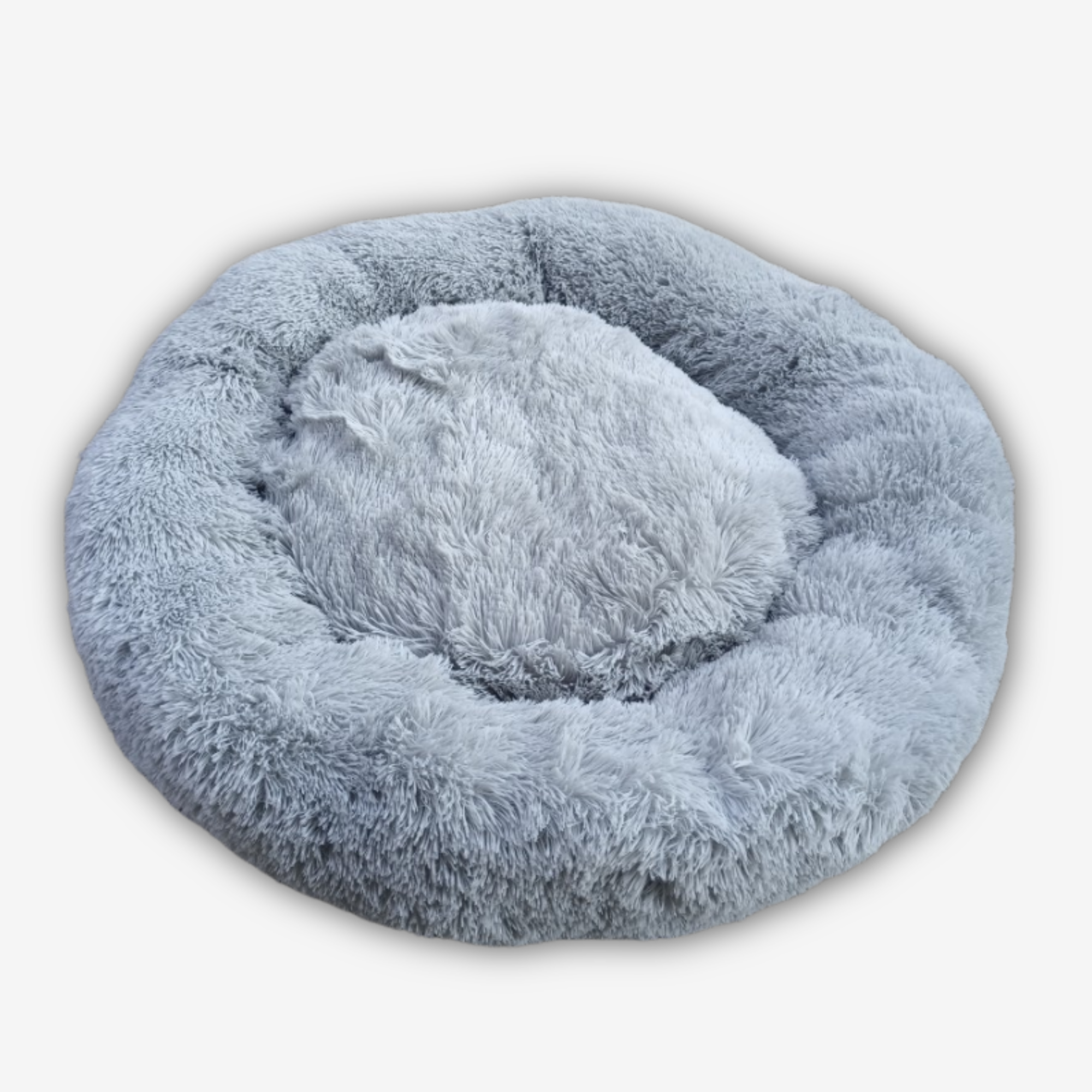 Yogi-Pets Fluffy light grey pet bed on a light grey background
