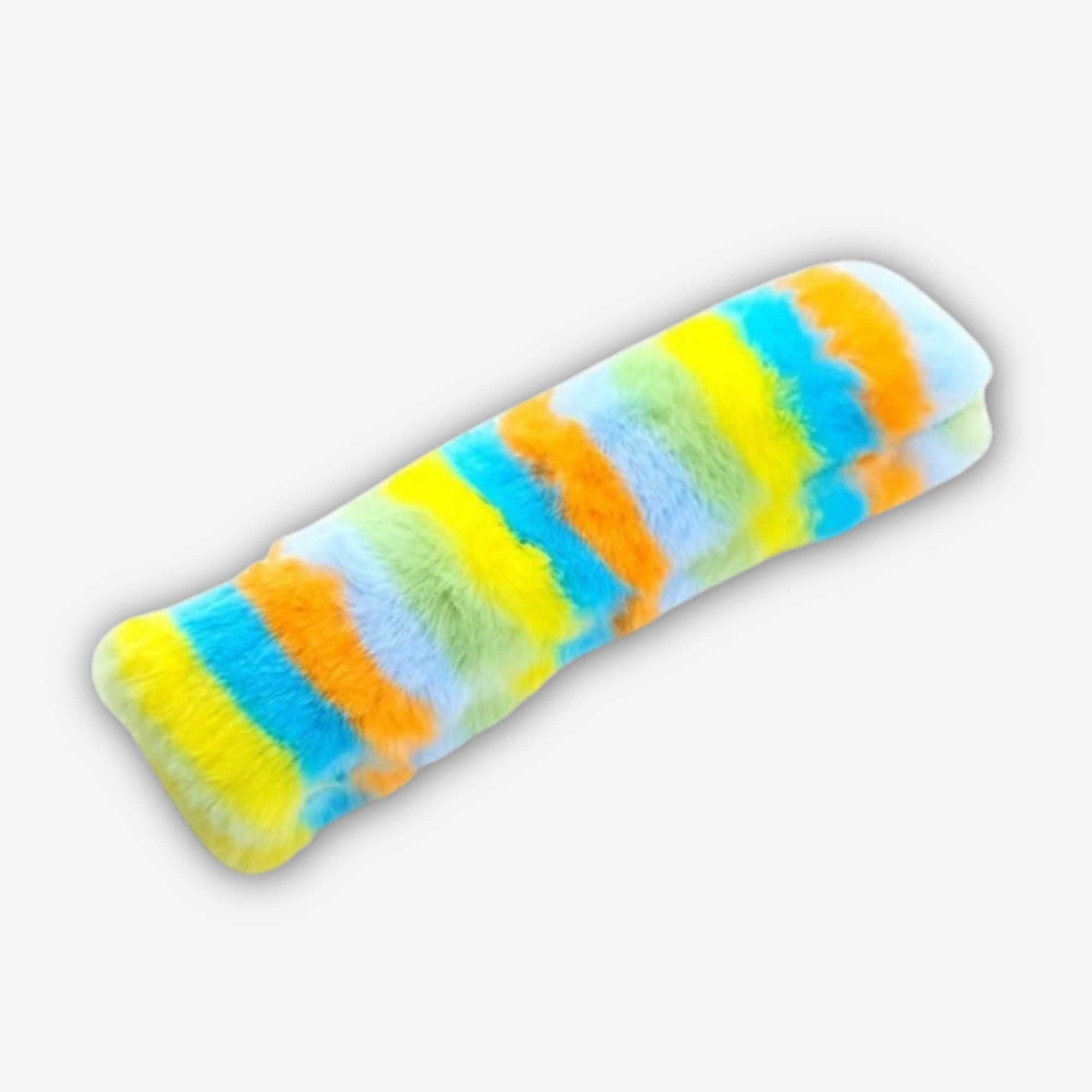 Close-up of the durable and soft fabric of the Yogi-Pets cat kicker toy Green Yellow