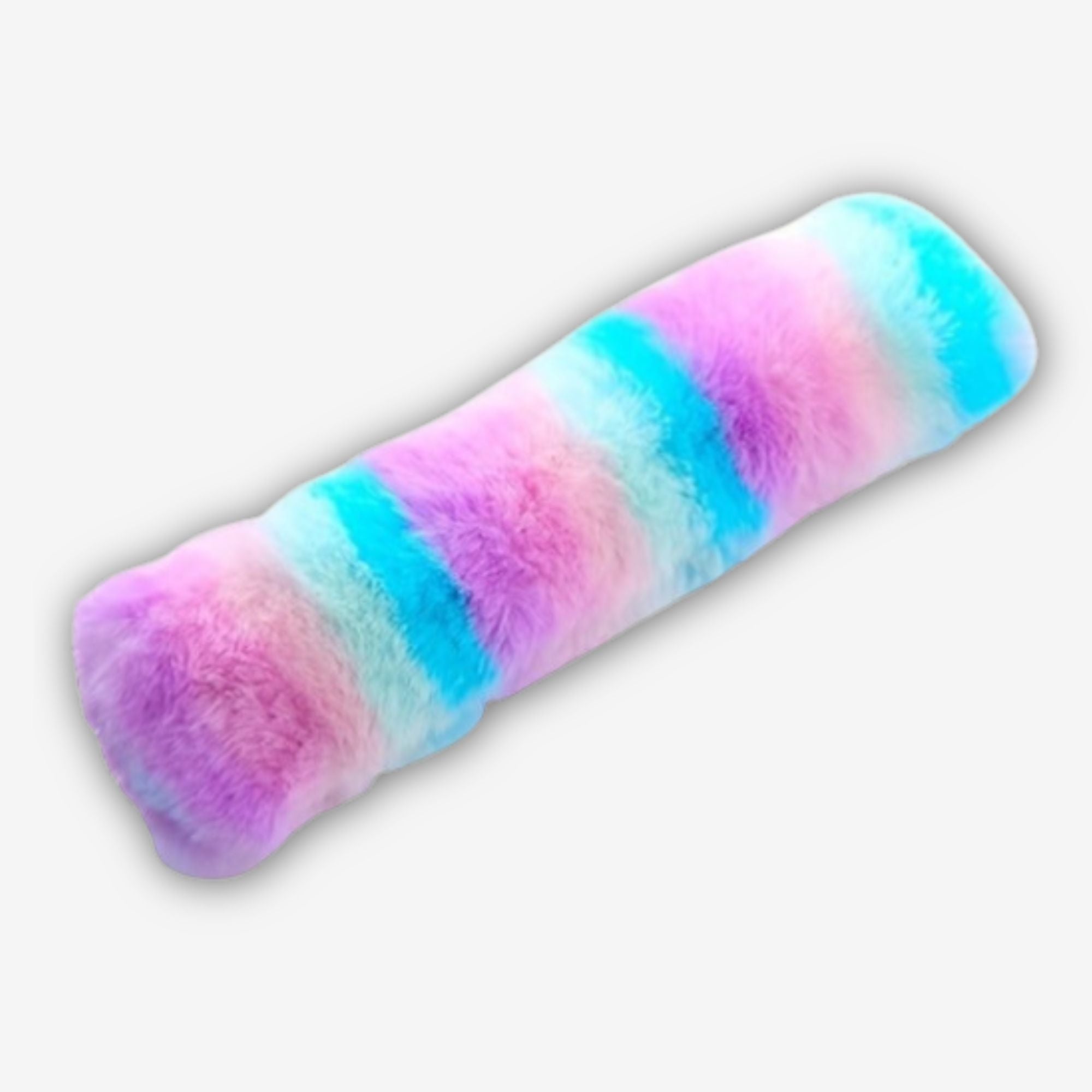 Close-up of the durable and soft fabric of the Yogi-Pets cat kicker toy Purple Blue