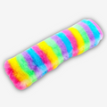 Close-up of the durable and soft fabric of the Yogi-Pets cat kicker toy Rainbow