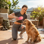 Easy one-handed operation of the Yogi-Pets pet water bottle for outdoor hydration